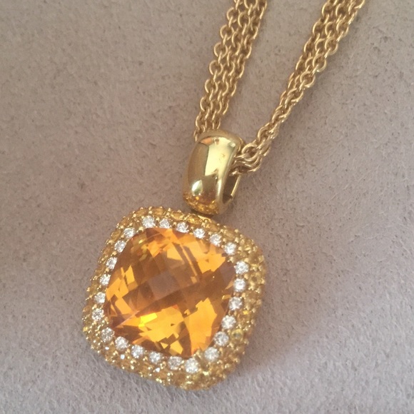 Jewelry - Citrine & Diamond 18k Yellow Gold Pendant